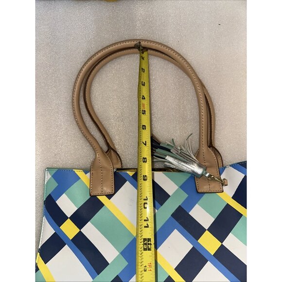 Kate Landry Multicolor Geometric Tote Bag With Tassel Accent & Dual Handles - Picture 10 of 11